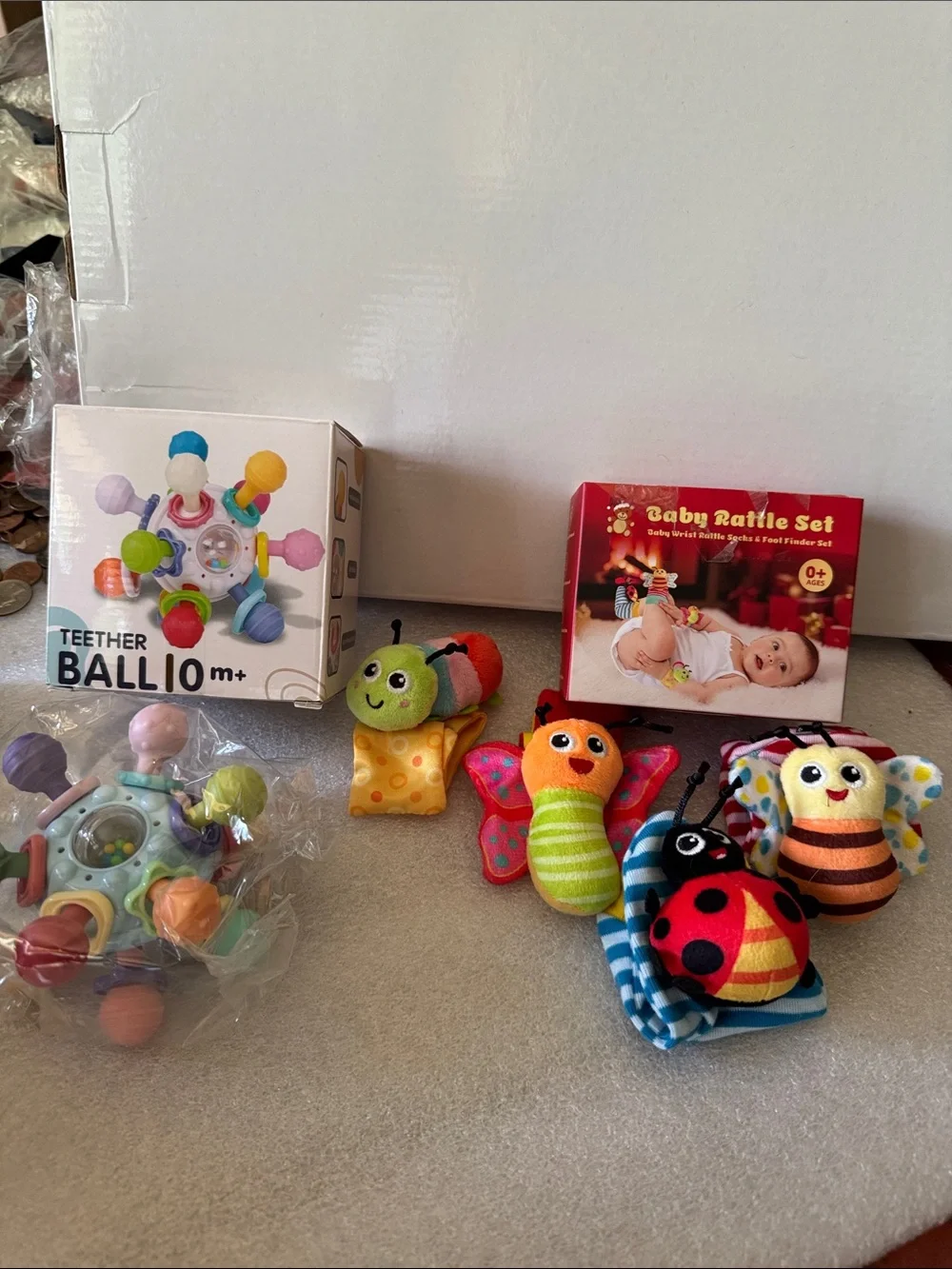 Colorful Baby Rattle Plush Toy Set - Multi-Color Sensory Play